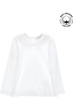 MONNALISA Jersey organic cotton T-shirt with elegant collar