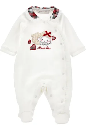 MONNALISA Tartan collar cotton playsuit