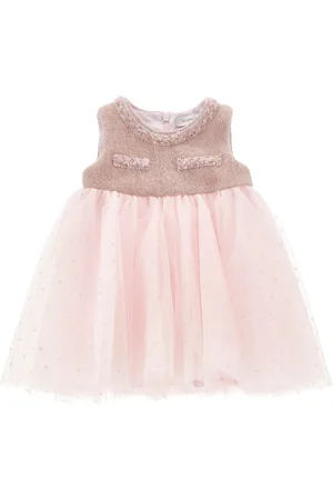 MONNALISA Sleeveless tulle and boucl?? dress