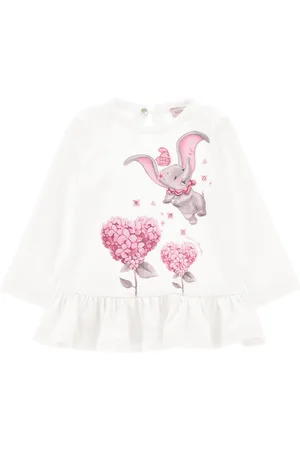 MONNALISA Dumbo rhinestone long cotton T-shirt