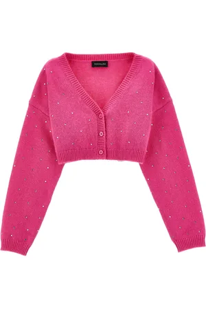 MONNALISA Cropped all-over rhinestone cardigan