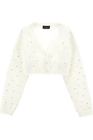 MONNALISA Cropped all-over rhinestone cardigan