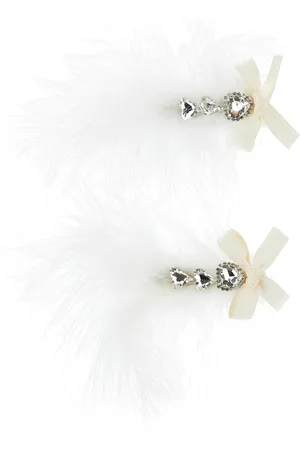 MONNALISA Feather and rhinestone hair clips