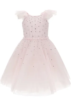 MONNALISA Soft tulle dress with rhinestones