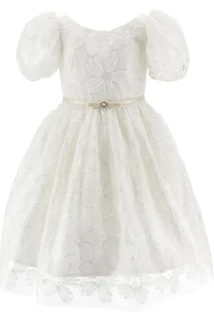 MONNALISA Tulle dress with sequin embroidery