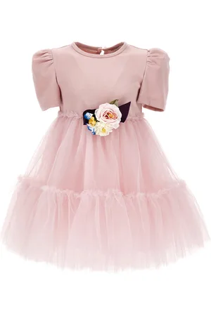 MONNALISA Milano stitch dress with tulle skirt