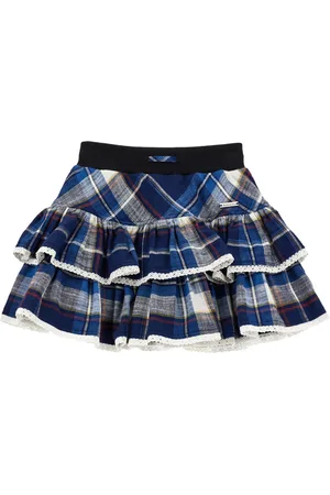 MONNALISA Tartan skirt with flounce