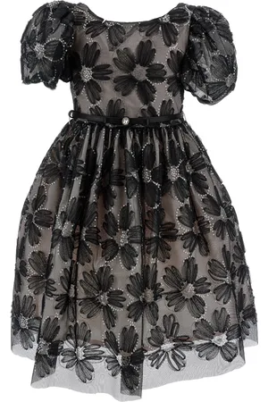 MONNALISA Tulle dress with sequin embroidery