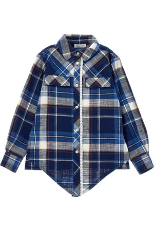 MONNALISA Long tartan tie-front shirt