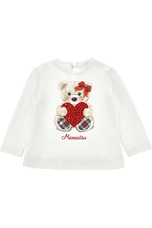 MONNALISA Rhinestone teddy bear T-shirt