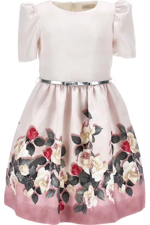 MONNALISA Mikado dress with rose print