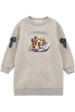 MONNALISA Lurex sweatshirt dress with bows