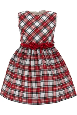 MONNALISA Tartan taffeta pinafore dress