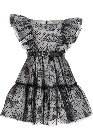 MONNALISA Poplin and tulle dress