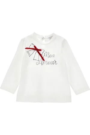 MONNALISA Rhinestone T-shirt and velvet bow