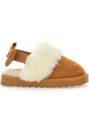 MONNALISA Rhinestone suede sliders
