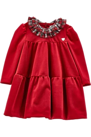 MONNALISA Tartan collar chenille dress