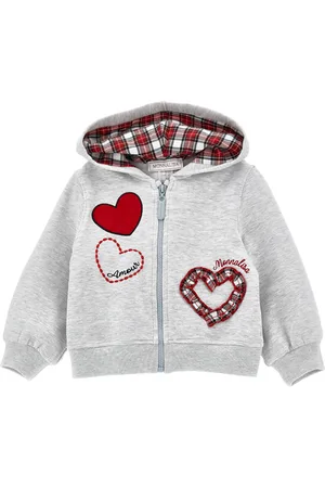 MONNALISA Heart zip-up sweatshirt
