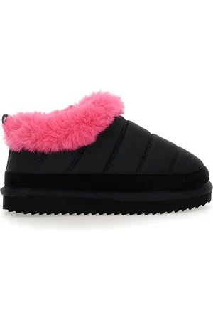 MONNALISA Technical fabric and plush slip-ons