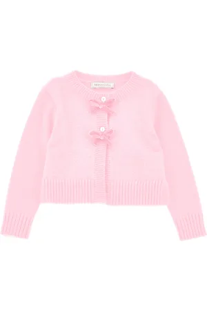 MONNALISA Soft velvet bow cardigan