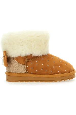 MONNALISA Rhinestone suede ankle boots