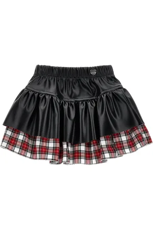 MONNALISA Tartan coated fabric skirt