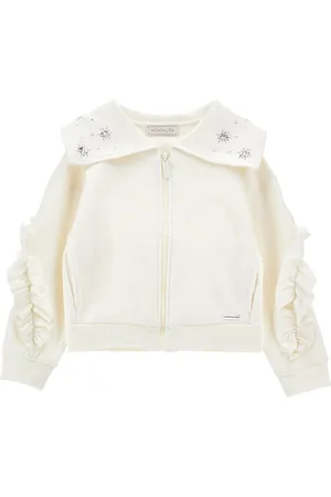 MONNALISA Zip-up sweatshirt with crystals and ruffles