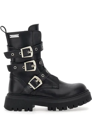 MONNALISA Leather biker boots with buckles