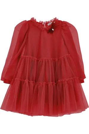 MONNALISA Flounce silk-touch tulle dress