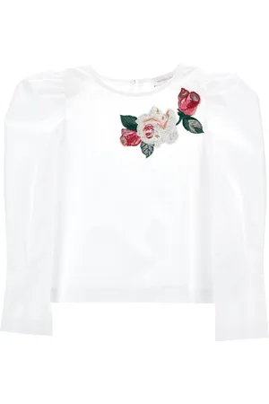 MONNALISA Poplin blouse with embroidered roses