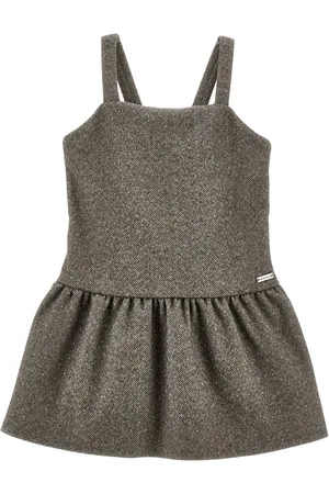 MONNALISA Velour pinafore dress with rhinestones