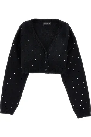 MONNALISA Cropped all-over rhinestone cardigan