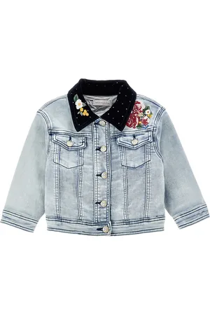 MONNALISA Embroidered denim jacket