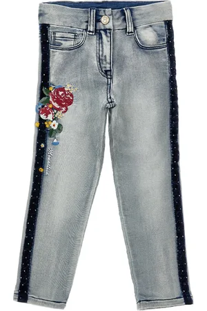 MONNALISA Embroidered denim jeans