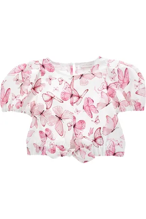 MONNALISA Butterfly Print Satin Top