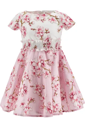 MONNALISA Peach blossom flared dress