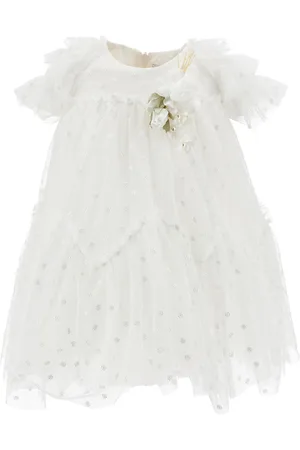 MONNALISA Embroidered daisy tulle dress