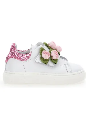 MONNALISA Leather sneakers with roses