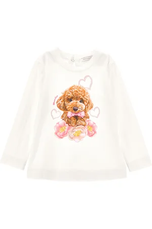MONNALISA Poodle and anemone print cotton T-shirt