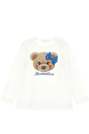 MONNALISA Long-sleeved T-shirt with rhinestones