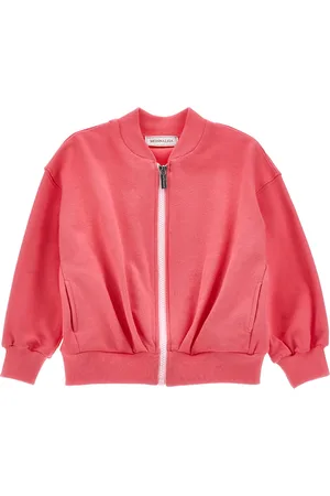 MONNALISA Zip-up sweatshirt with anemone embroidery