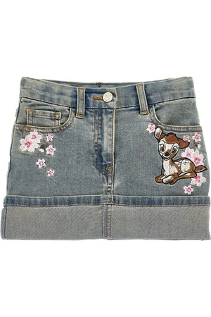 MONNALISA Bambi Embroidered Denim Mini Skirt