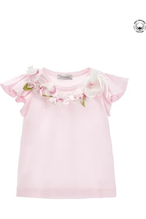 MONNALISA T-shirt with flower necklace