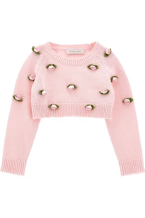 MONNALISA Cotton sweater with roses