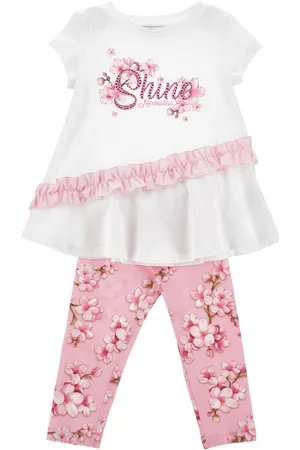 MONNALISA Cotton T-shirt set with leggings