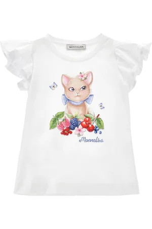 MONNALISA Cotton T-shirt with kitten print