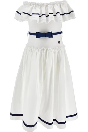 MONNALISA Muslin dress with ruffles on the neckline