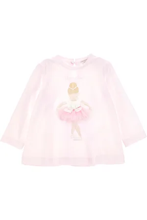 MONNALISA Ballerina print cotton maxi T-shirt