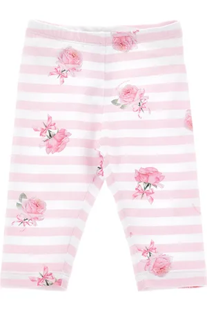 MONNALISA Striped and rose leggings