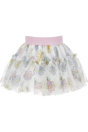 MONNALISA Daisy Print Tulle Skirt